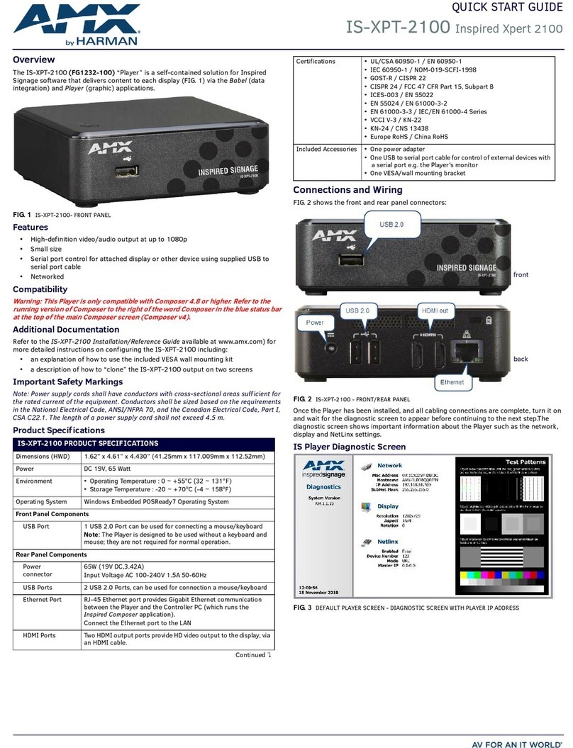 AMX IS-XPT-2100 User manual