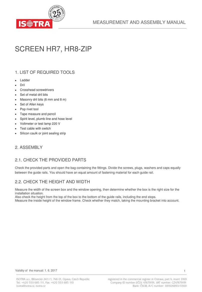 Isotra SCREEN HR7, screen HR8-ZIP User manual