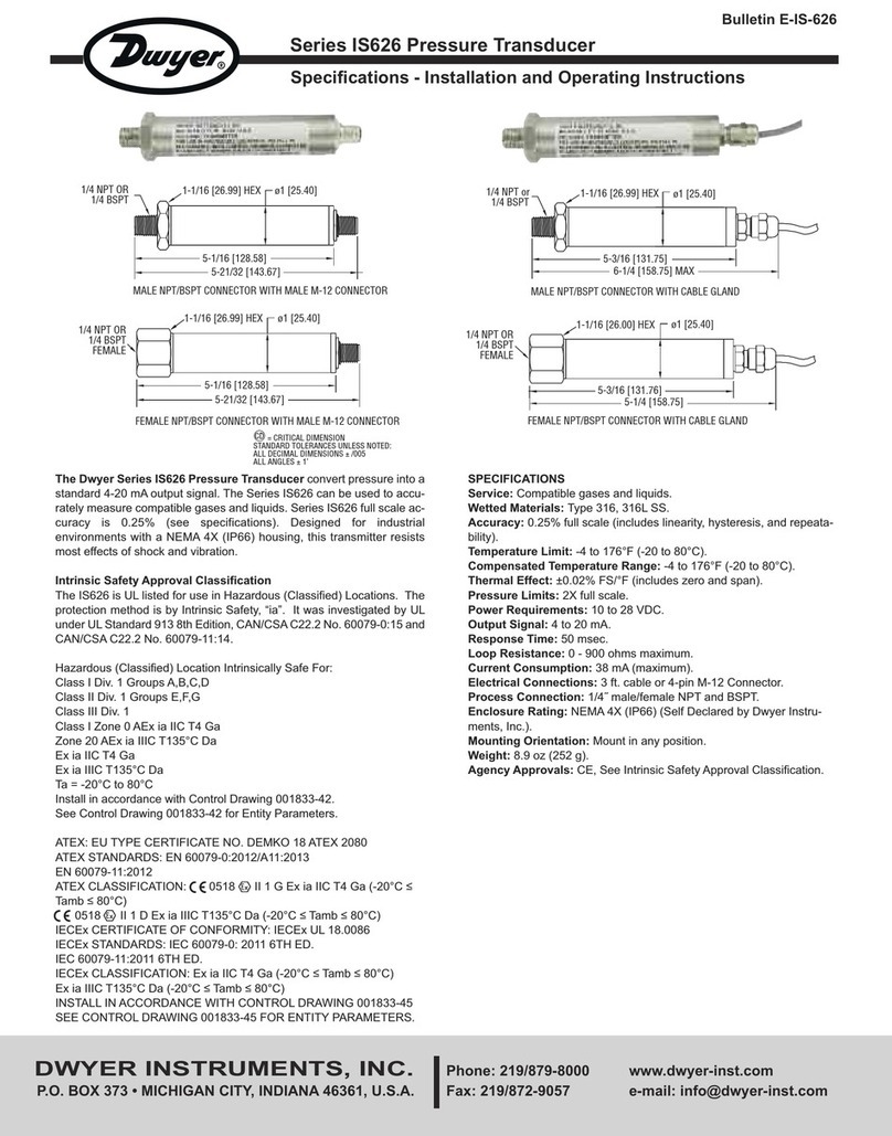 Dwyer Instruments IS626 Series Installation and operating instructions