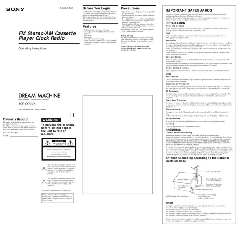 Sony Dream Machine ICF-CS660 User manual