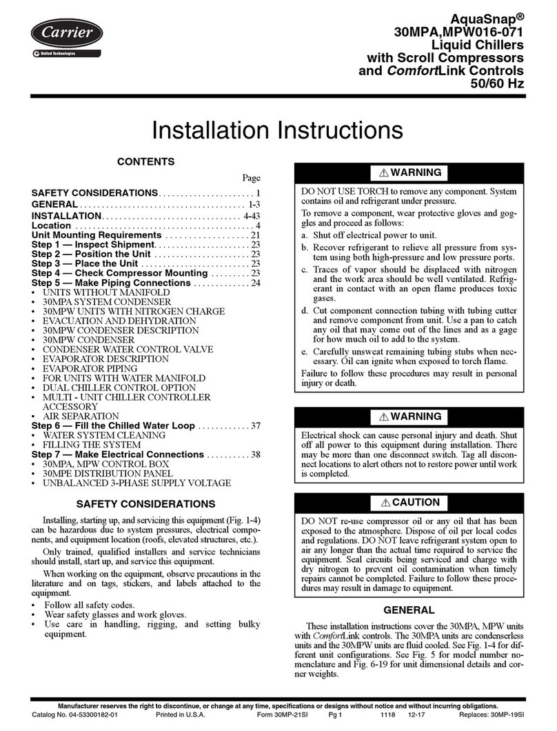 Carrier AquaSnap 30MPA050 User manual