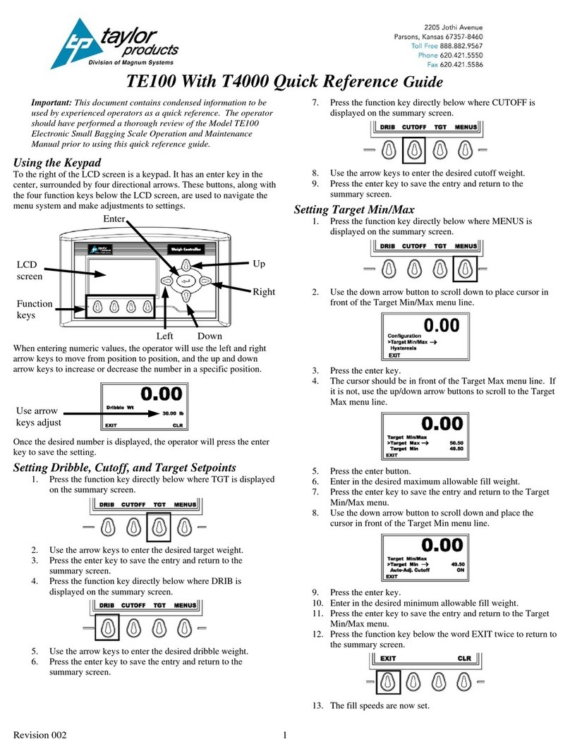 Taylor Products TE100 User manual