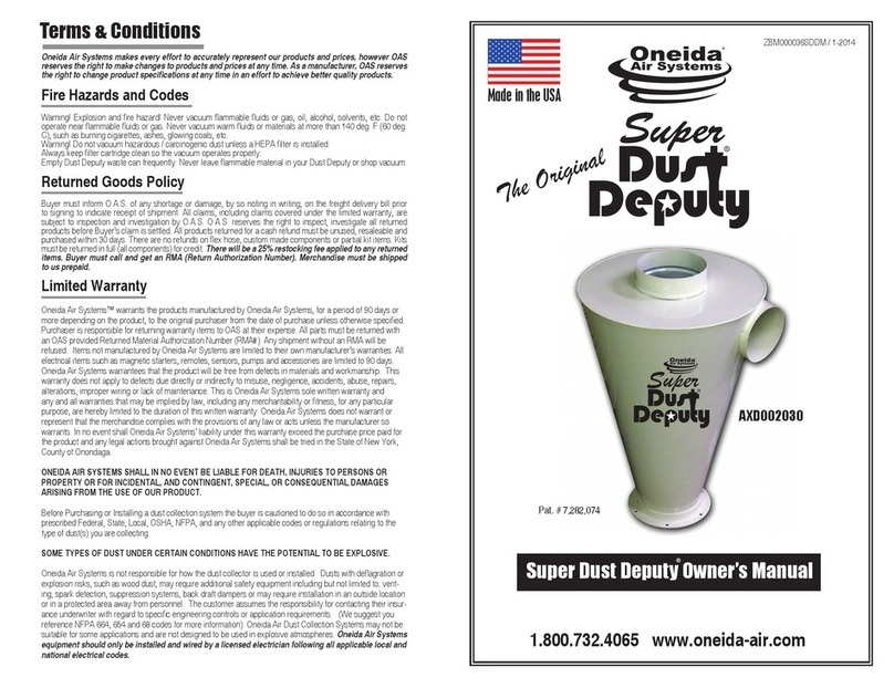 Oneida Air Systems Dust Deputy AXD002030 owner's manual