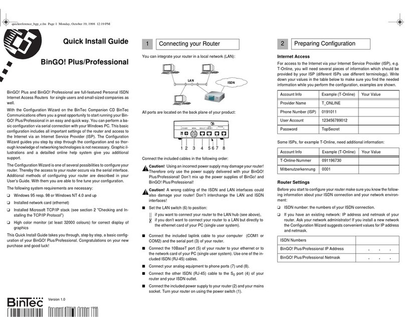 BinTec BinGO Plus User manual BinTec BinGO Plus User manual