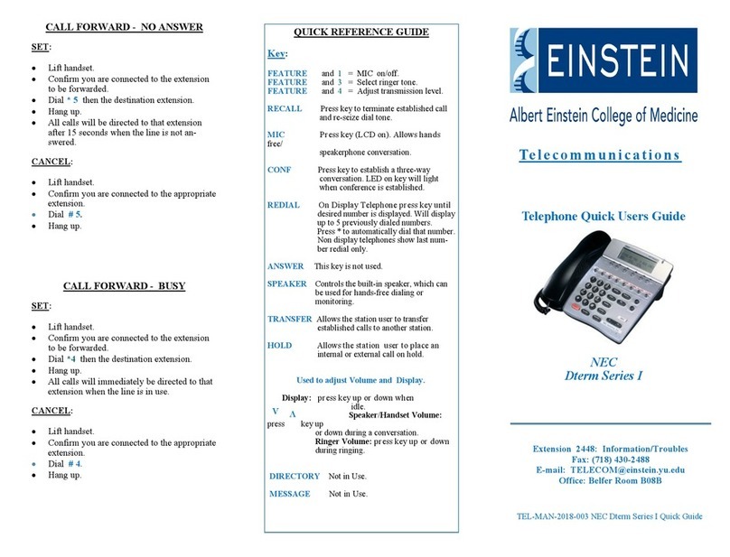 NEC Dterm I Series Quick user guide