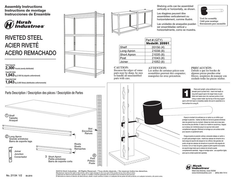 hirsh industries 20991 Assembly instructions