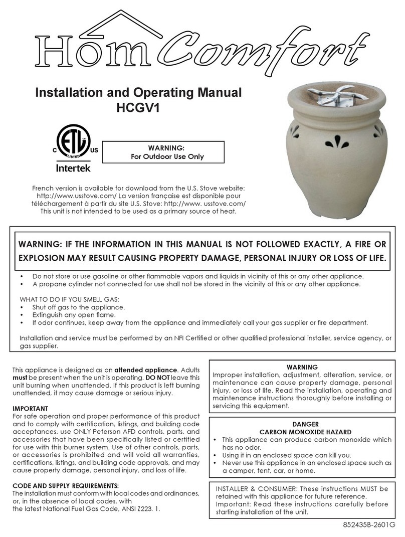 HomComfort HCGV1 Installation and operating manual