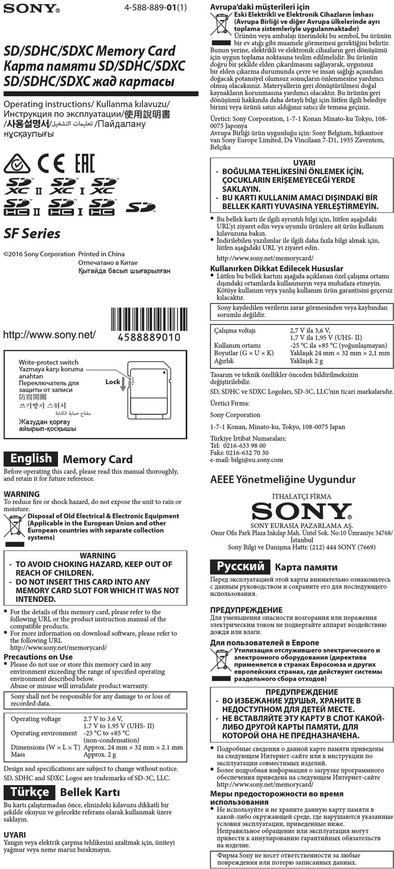 Sony SF Series User manual