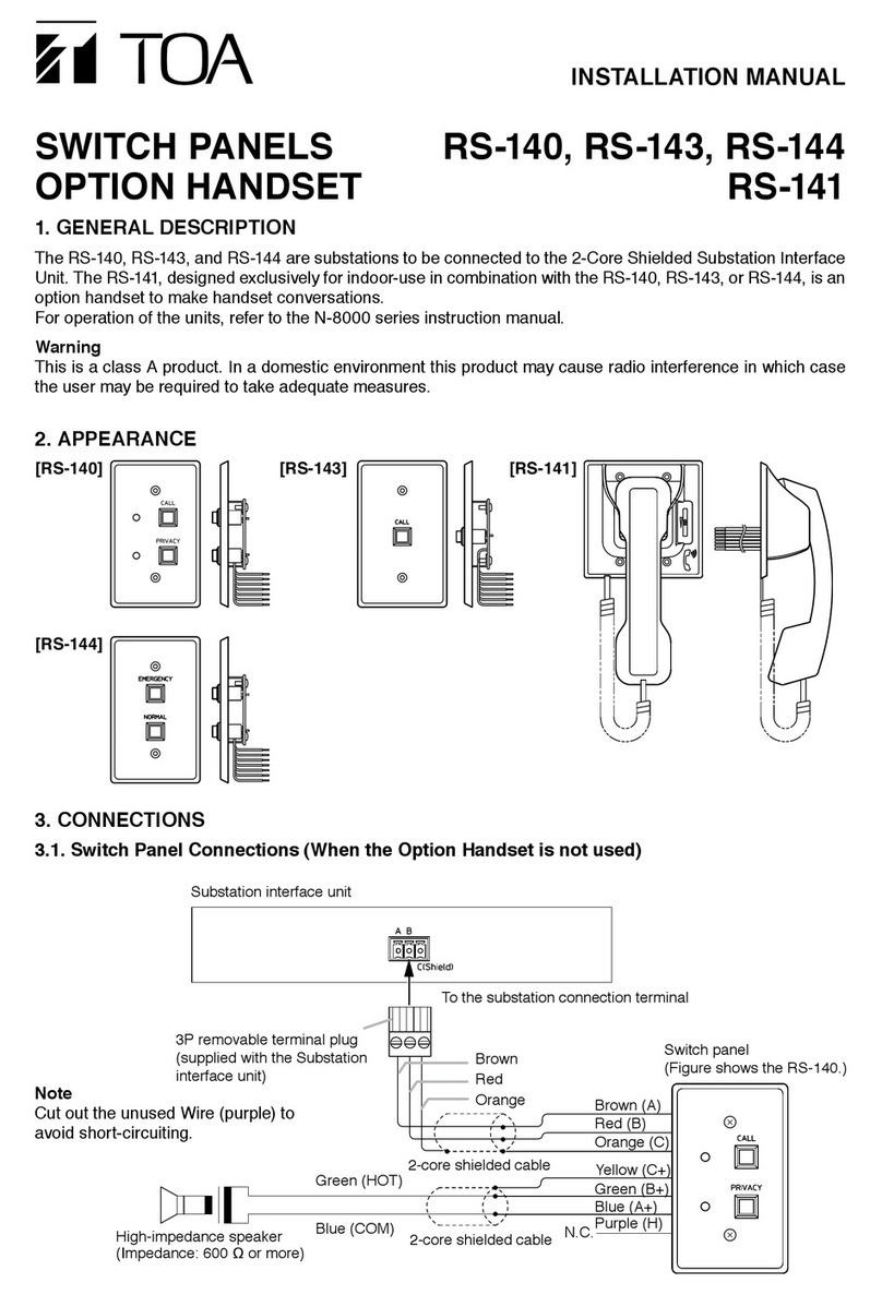 Toa RS-140 installation manual