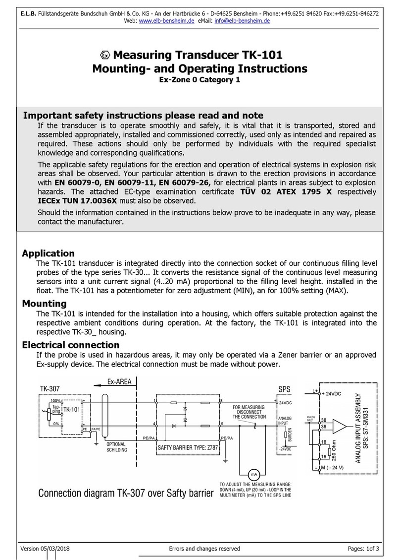 E.L.B. TK-101 Mounting and operating instructions