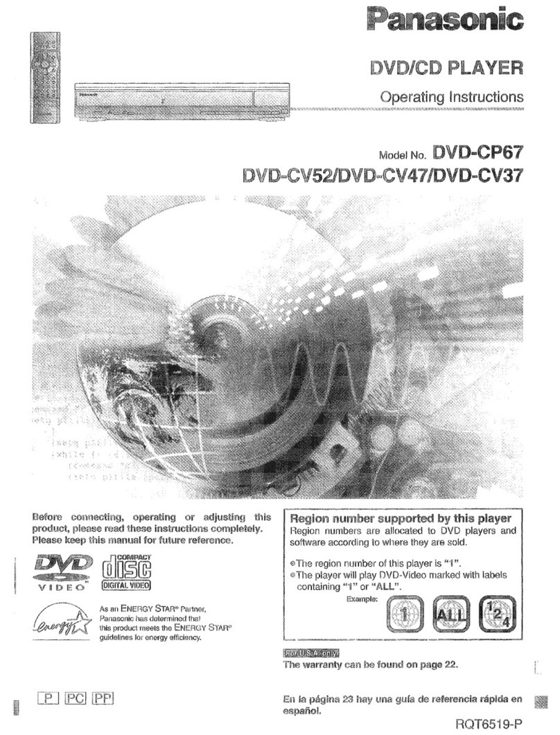 Panasonic DVDCP67 - DIG. VIDEO DISC PLAY User manual