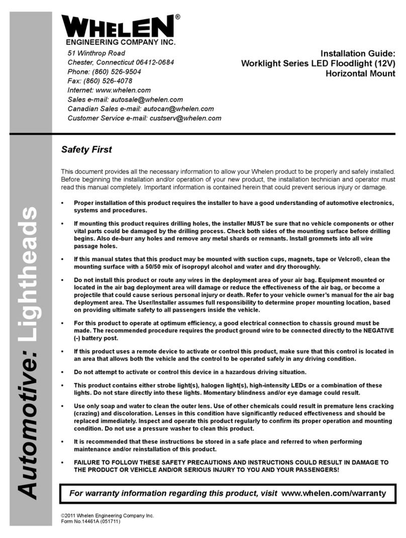 Whelen Engineering Company Worklight Series installation guide Whelen Engineering Company Worklight Series installation guide