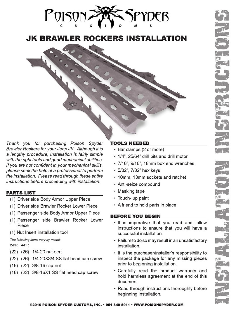 Poison Spyder JK BRAWLER ROCKERS Installation instructions manual
