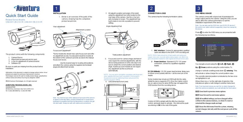 Aventura CAM-AHY-2B-212V-IR Operating and maintenance instructions