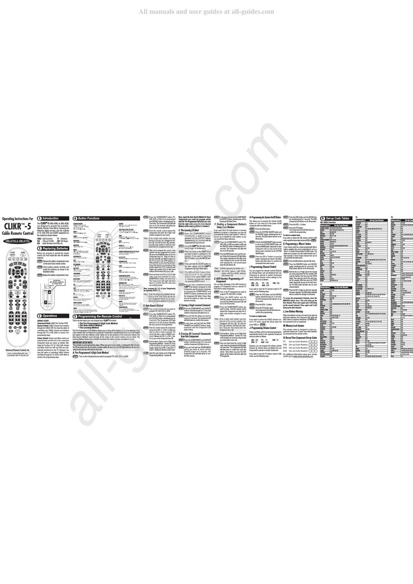Universal Remote Control CLIKR-5 UR5U-8500 operating instructions