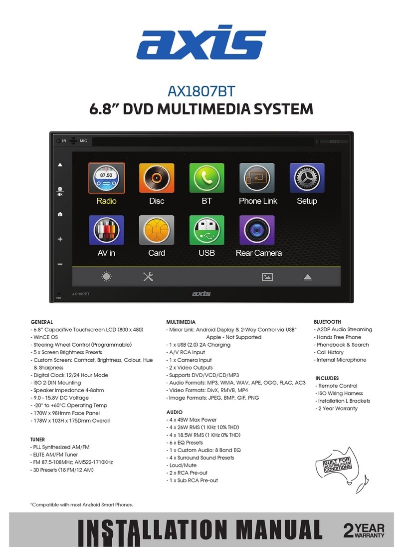 Audioxtra Axis AX1807BT installation manual