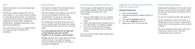Talktech Stenomask quick start guide