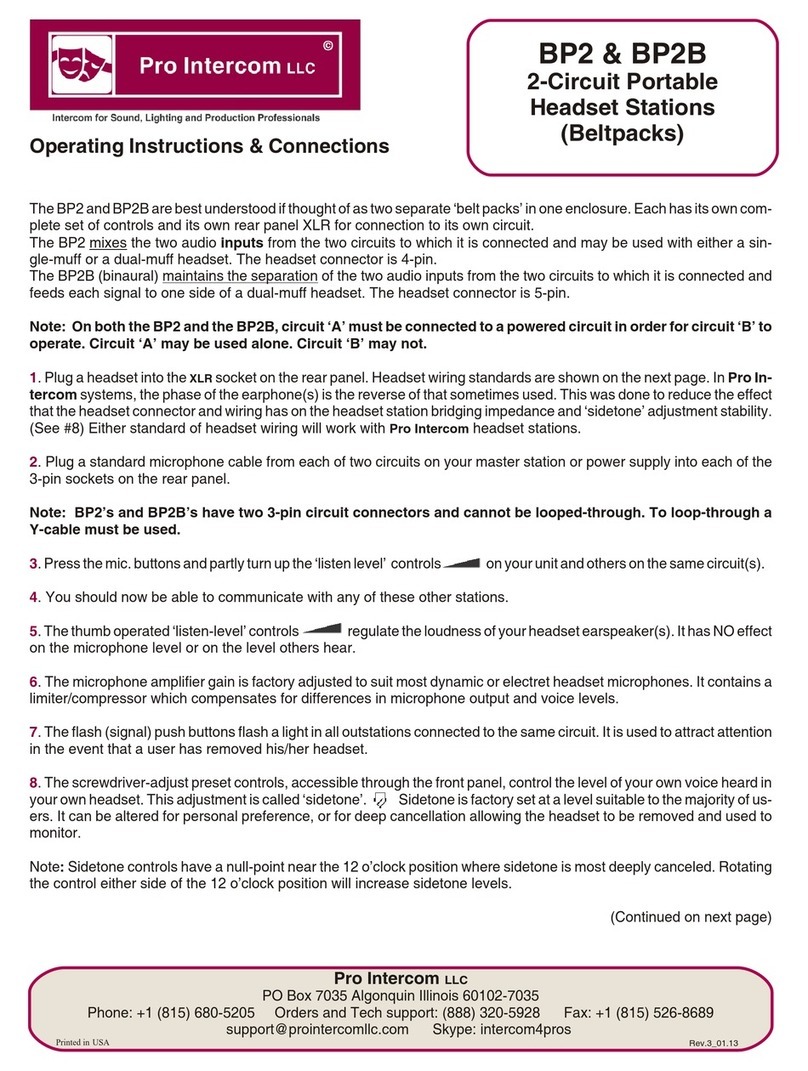 Pro Intercom BP2 operating instructions Pro Intercom BP2 operating instructions
