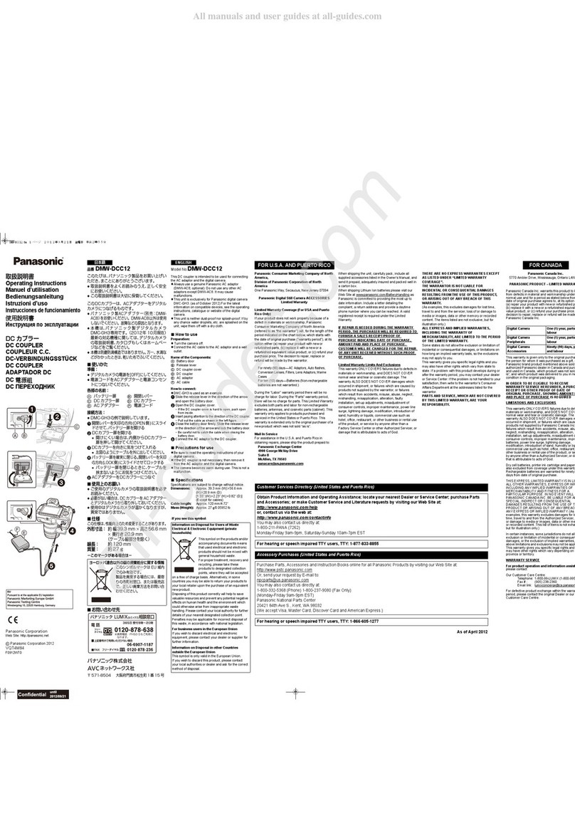 Panasonic DMW-DCC12 User manual Panasonic DMW-DCC12 User manual