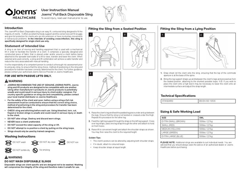 Joerns Healthcare Full Back Disposable Sling User manual