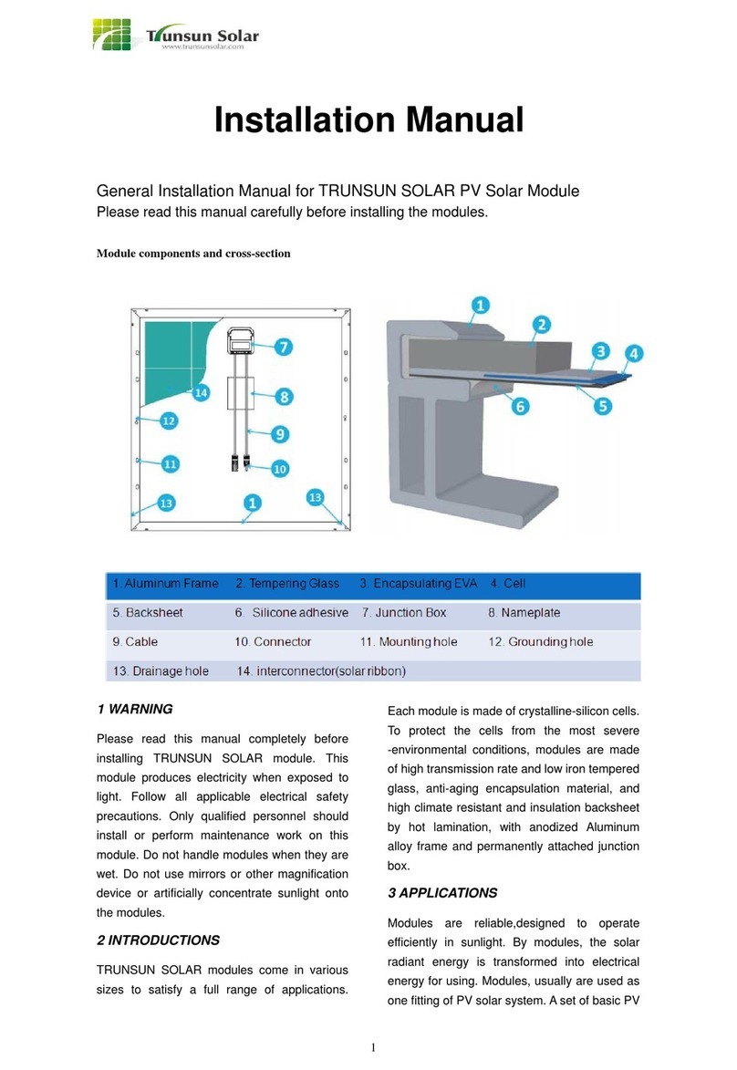 Trunsun Solar TSMxxx-72 series installation manual Trunsun Solar TSMxxx-72 series installation manual