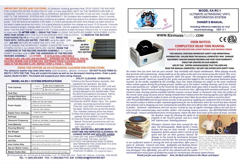 KirmussAudio KA-RC-1 owner's manual KirmussAudio KA-RC-1 owner's manual
