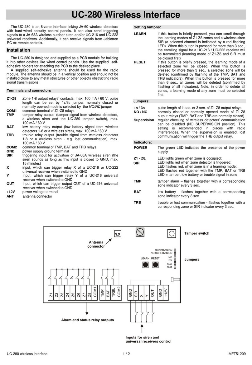 jablotron UC-280 instructions