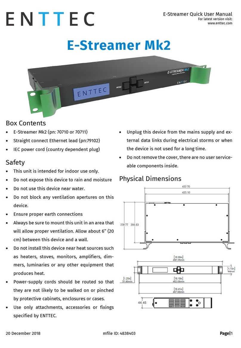 Enttec E-STREAMER MK2 Quick user manual