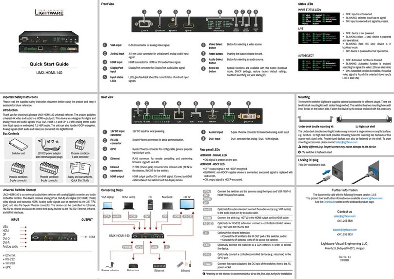 Lightware UMX-HDMI-140 quick start guide