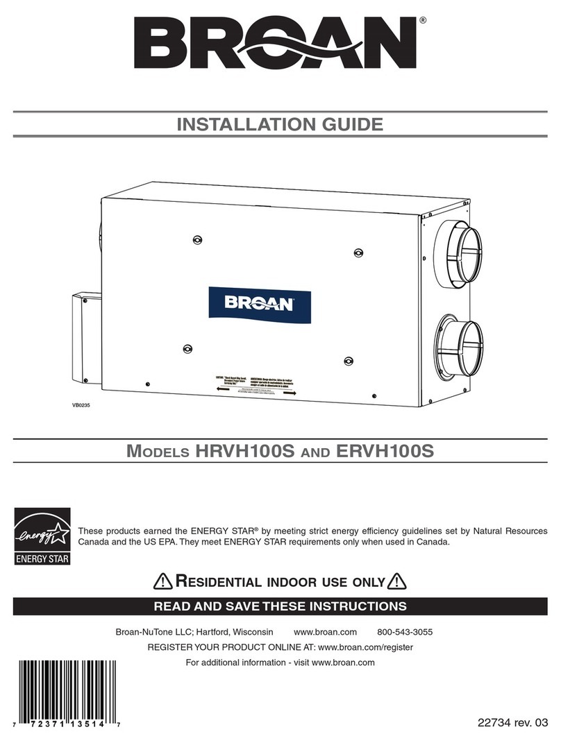 Broan HRVH100S User manual