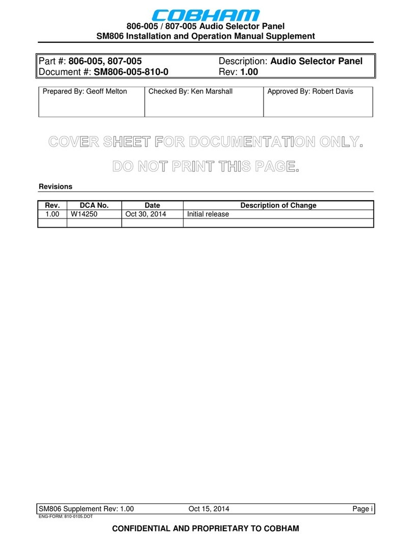 COBHAM 806-005 Installation and operation manual supplement