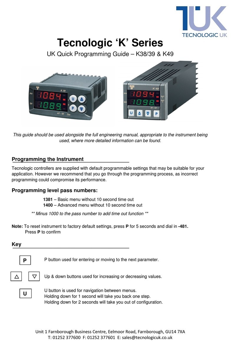 Tecnologic K series Quick programming guide