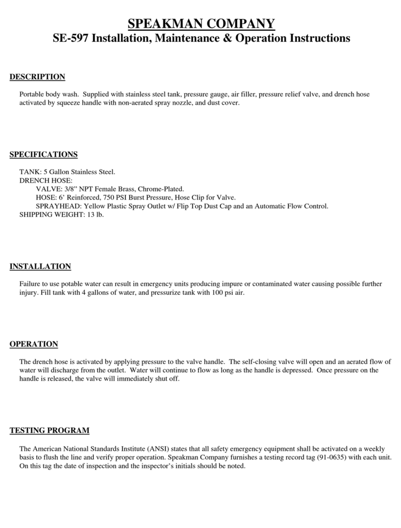 Speakman SE-597 Installation, Maintenance & Operation Instructions