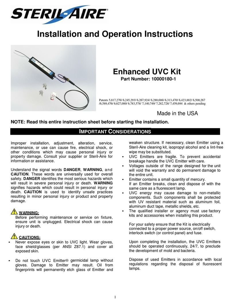 Steril-Aire Enhanced UVC Kit Installation and operation instructions Steril-Aire Enhanced UVC Kit Installation and operation instructions