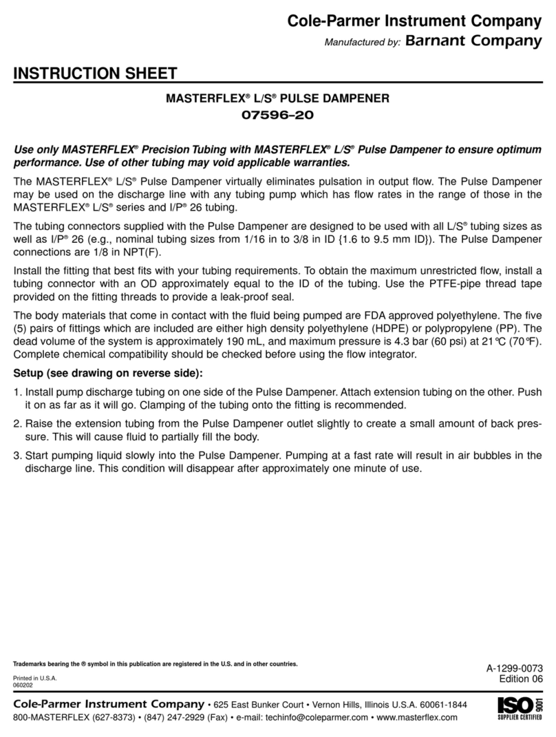 Barnant Company Masterflex L/S instruction sheet