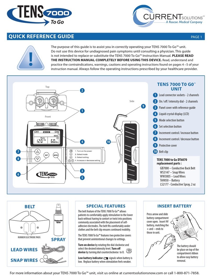 Current Solutions TENS 7000 To Go Quick reference guide