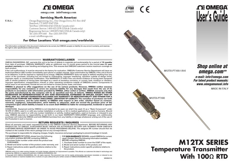 Omega MT12TX Series User manual