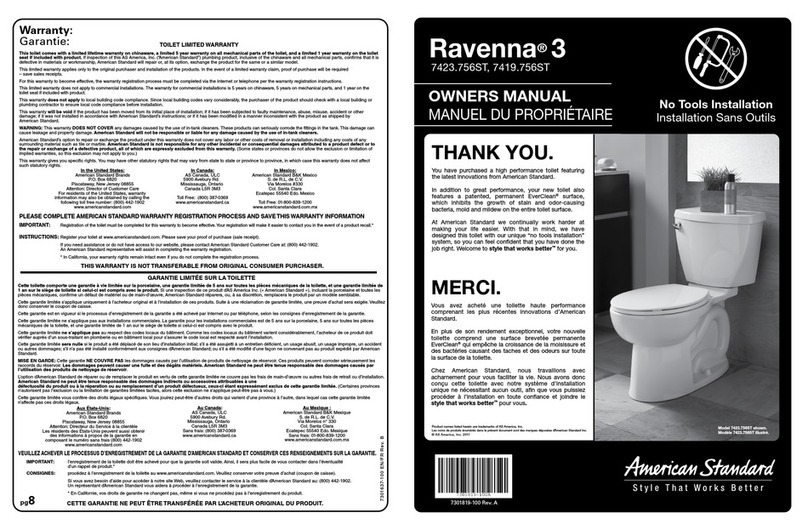 American Standard Ravenna 3 User manual