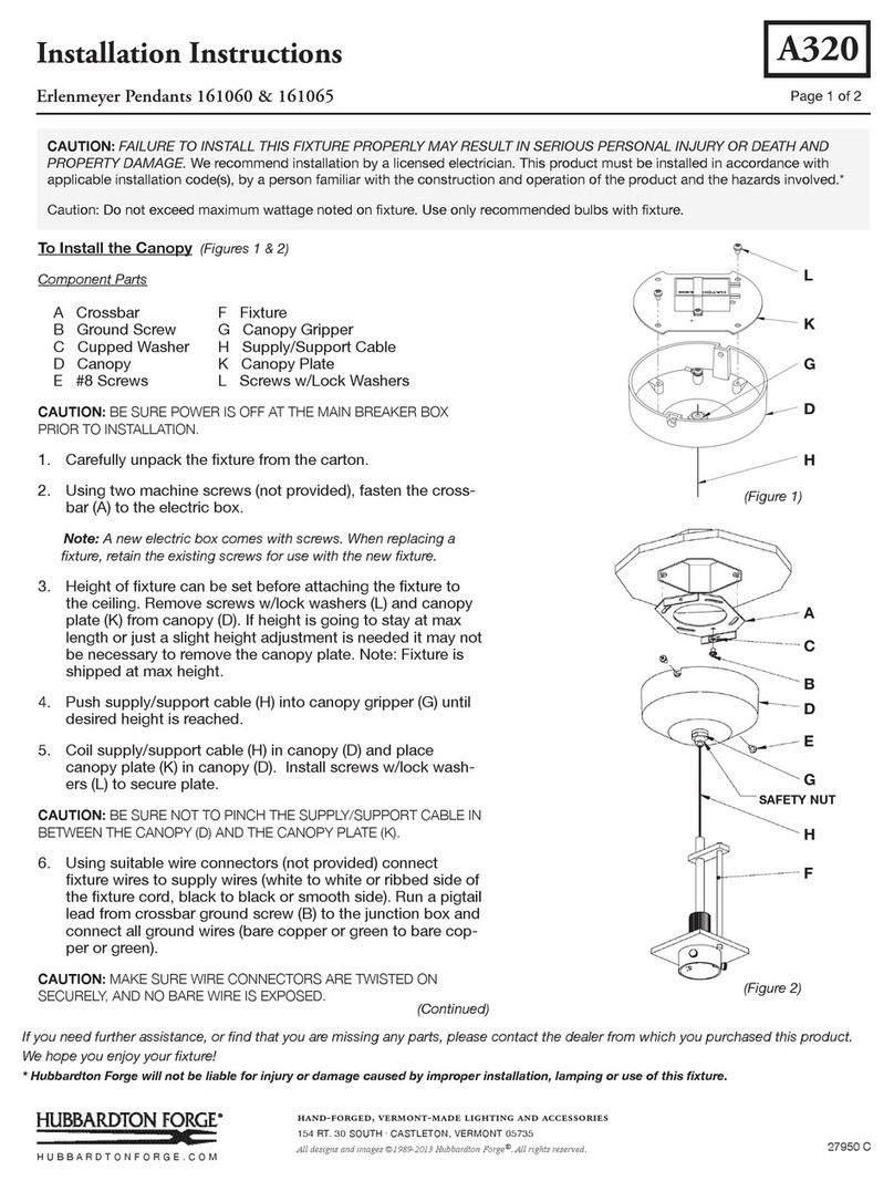Hubbardton Forge Erlenmeyer 161060 installation instructions