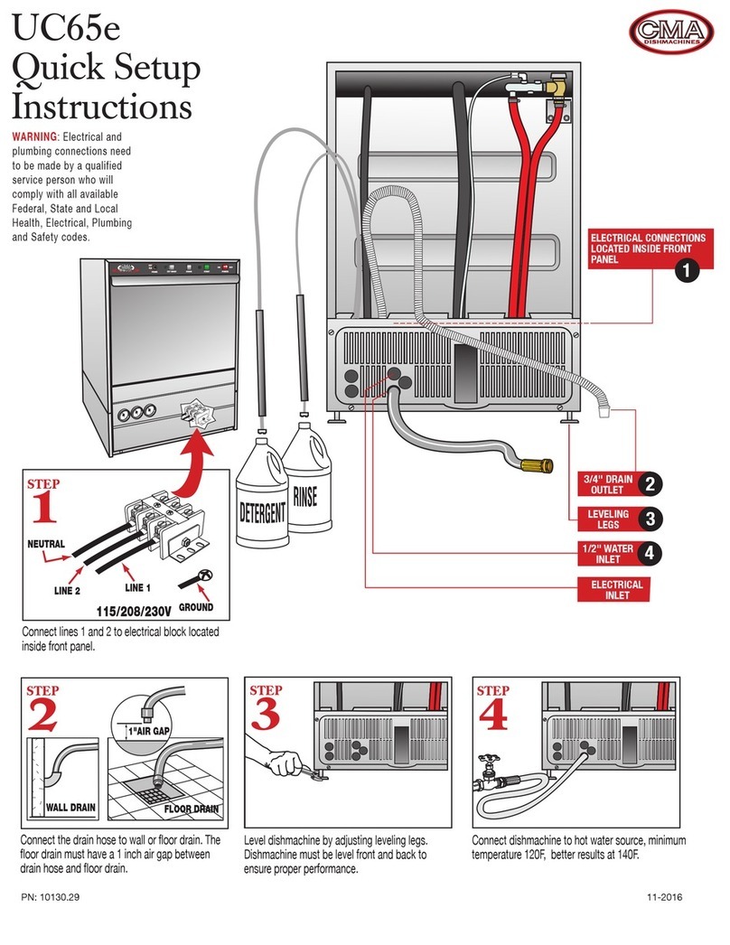 CMA Dishmachines UC65e Quick setup instructions CMA Dishmachines UC65e Quick setup instructions