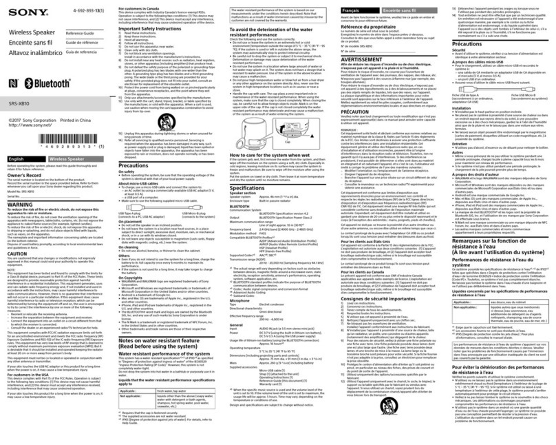 Sony SRS-XB10 reference guide