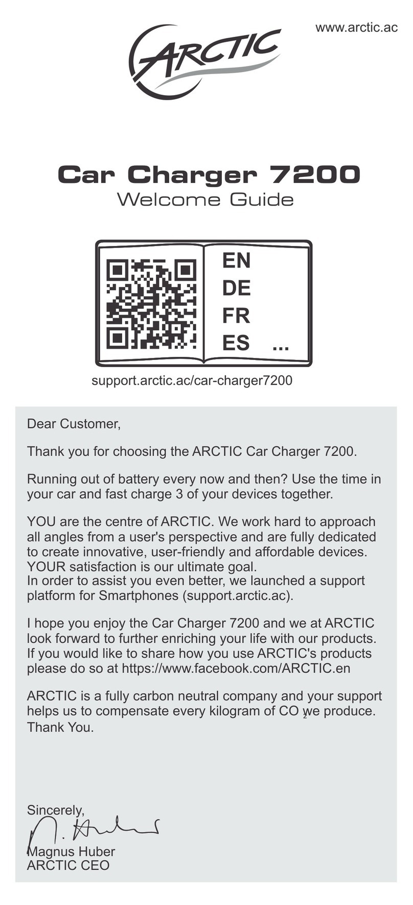 Arctic 7200 Welcome guide
