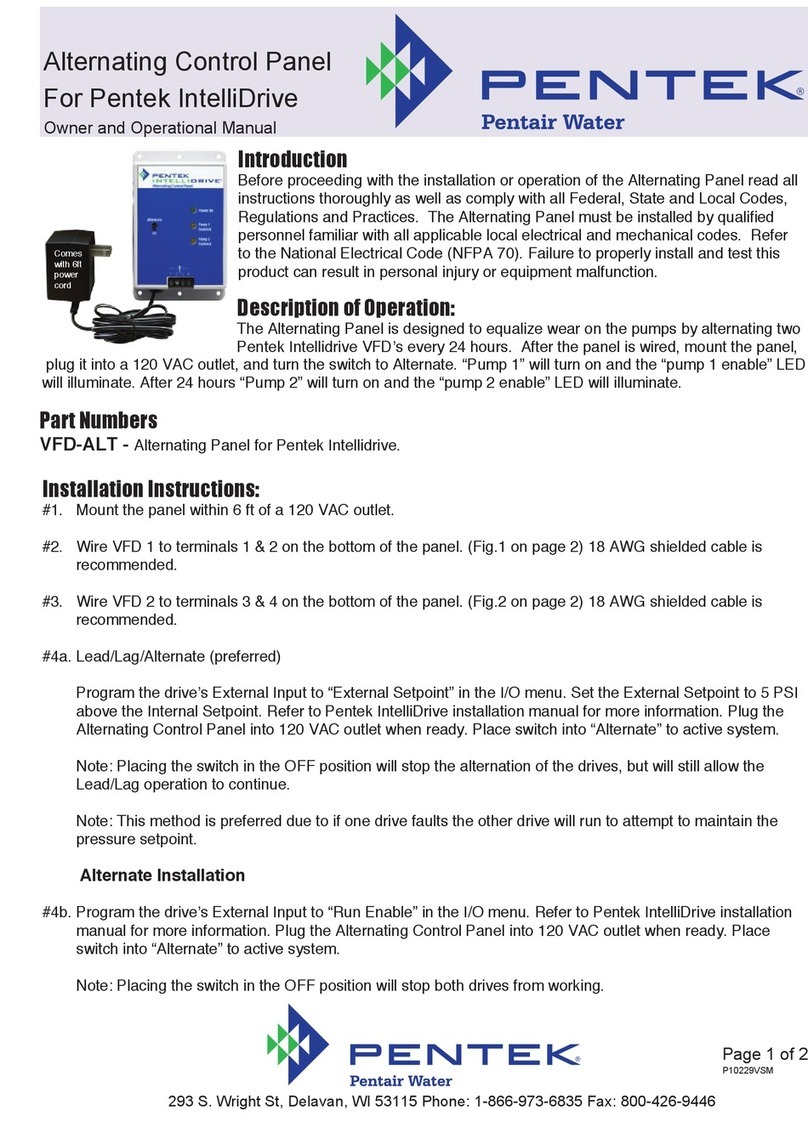 Pentek VFD-ALT Owner and operational manual