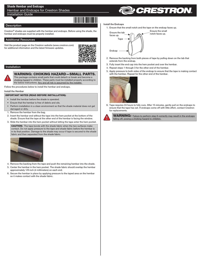 Crestron Shade Hembar and Endcaps User manual