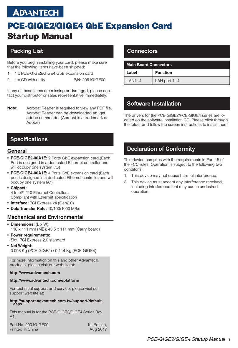 Advantech PCE-GIGE2 Installation and operation manual