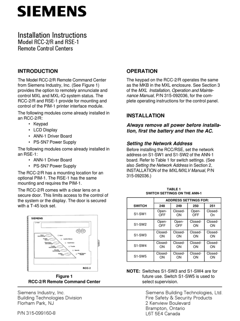 Siemens RCC-2/R installation instructions