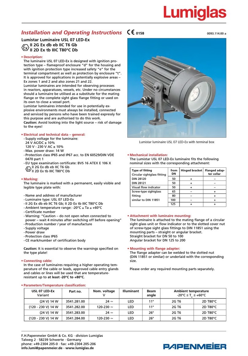 Lumiglas Lumistar Luminaire USL 07 LED-Ex operating instructions