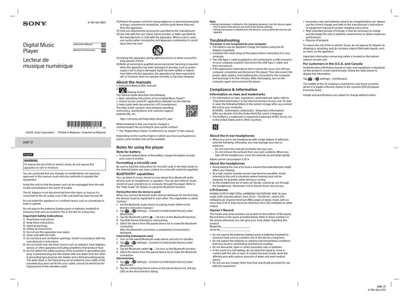 Sony DMP-Z1 User manual