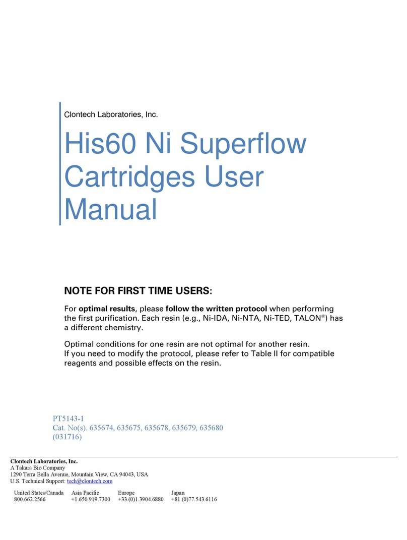 Clontech Laboratories His60 Ni Superflow Cartridges user manual