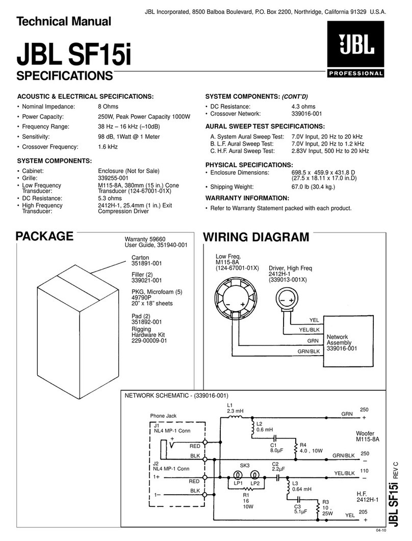 JBL SoundFactor SF15i Technical manual